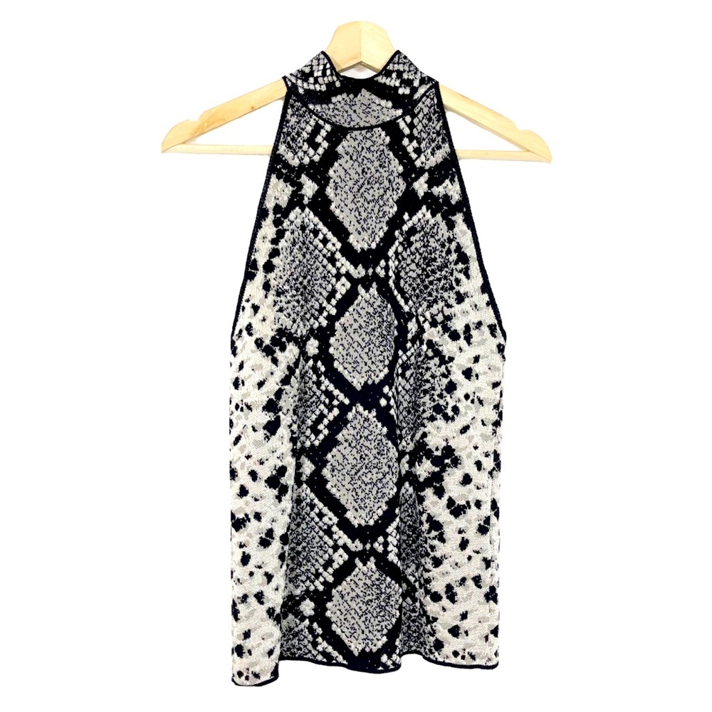 NWT Zara Animal Print Knit Tank Top Sleeveless Mock Neck Sz M